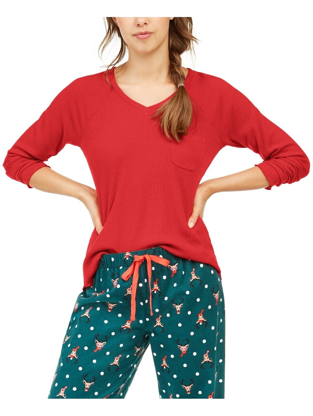 Jenni Womens Ribbed Knit Pajama Top Size 2XL